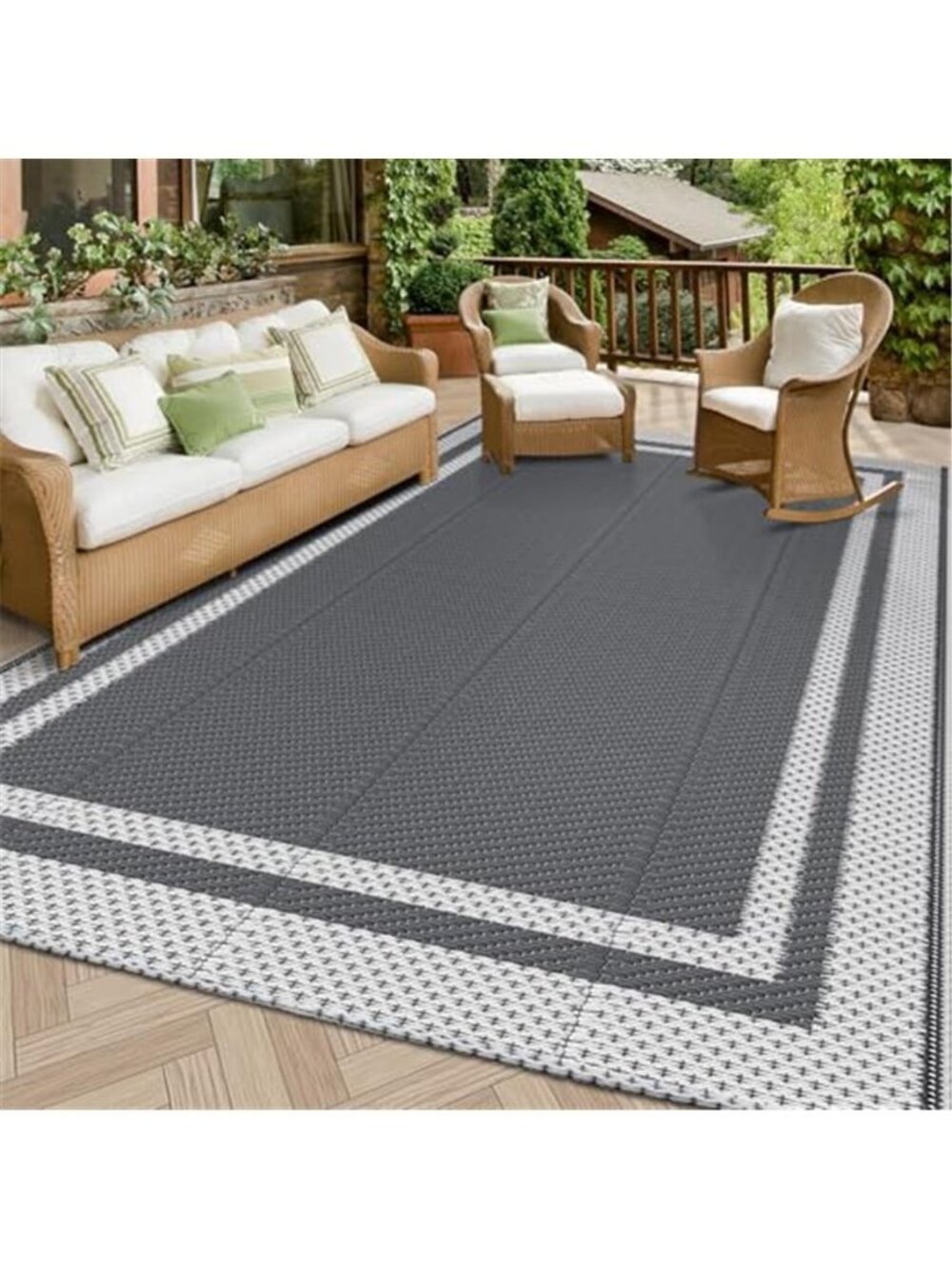 Outdoor Rug Reversible Portable Plastic Straw Camping Rugs for Outside RV,Large